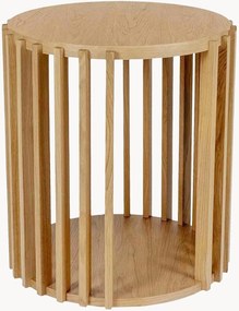 Ronde bijzettafel Drum van eikenhout met opbergruimte