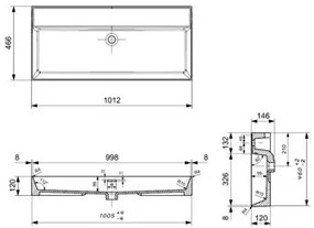 Plieger Kansas wastafel zonder kraangaten met overloop 100x46.6cm mat zwart