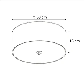Stoffen Landelijke plafondlamp zwart 50 cm - Drum Modern, Landelijk / Rustiek E27 rond Binnenverlichting Lamp