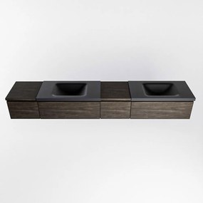 Mondiaz Bukla 240cm badmeubel met module 40 rechts Dark Brown met 4 lades wastafel Cloud dubbel 0 kraangaten Urban