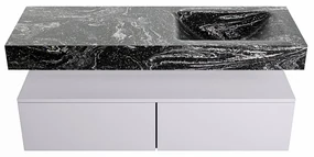 Mondiaz Alan DLux badmeubel 130cm cale 2 lades met wastafel lava rechts 1 kraangat