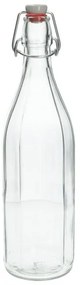 Beugelfles, facet, glas, porseleinen dop, 1 liter