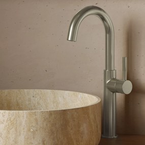 Saniclear Highriser Stripes wastafelkraan RVS