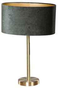 Tafellamp messing met ovale velours kap groen 35cm - Simplo Modern, Klassiek / Antiek E27 Binnenverlichting Lamp