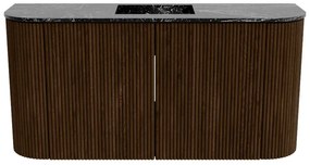 Mondiaz Joya DLux 85cm toiletmeubel ronding links/rechts walnut met wastafel faye midden 1 kraangat lava