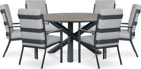 Tuinset Ronde Tuintafel 6 personen 150 cm Aluminium Grijs Lifestyle Garden Furniture Lecce/Ancona