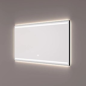 Hipp Design 7000 spiegel mat zwart met LED verlichting en spiegelverwarming 120x70cm