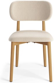 ALDO Beige (stof Apia 453)/gelakt eiken frame – HOUTEN STOEL VOOR WOONKAMER, EETKAMER, KEUKEN RETRO