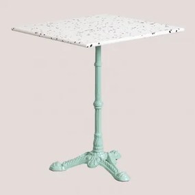 Vierkante Barkruktafel 60x60 Cm In Volutto Terrazzo Groen Paradijs Eiland & Ivoorkleurig Terrazzo - Zwart - Sklum
