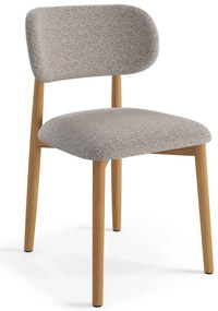 AVLO Beige Latte (stof Monza 60)/gelakt eiken frame – HOUTEN BOUCLÉSTOEL VOOR WOONKAMER, EETKAMER, KEUKEN RETRO