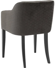 Goossens Eetkamerstoel Peda grijs stof met armleuning, elegant chic