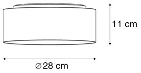 Stoffen Plafondlamp grijs 28 cm incl. LED - Drum Combi Modern rond Binnenverlichting Lamp