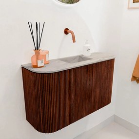 Mondiaz Joya DLux 75cm toiletmeubel ronding links/rechts ruby met wastafel faye midden zonder kraangat glace