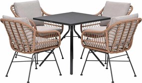 Garden Impressions Lucas tuinset bruin 5-delig - Rimini tuintafel 80x80 cm