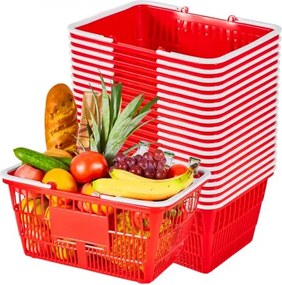 VEVOR Winkelmand, Verpakking van 20 stuks, Stapelbare Draagmand van 21 liter, Mand van PE-kunststof met Handvatten, Verkoopmand met een draagvermogen van 9,07 kg, voor Kruidenierswinkels, Detailhandel, Supermarkten