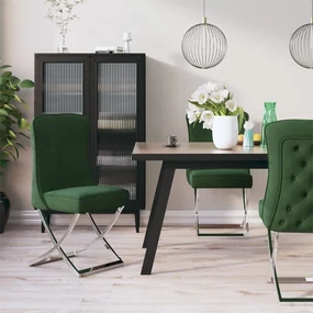 vidaXL Eetkamerstoelen 6 st 53x52x98 cm fluweel en staal donkergroen