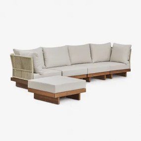 4-delige Modulaire Tuinbank Met 2 Hoekfauteuils En Poef Van Acaciahout Dailin Acacia Bruin - Sklum