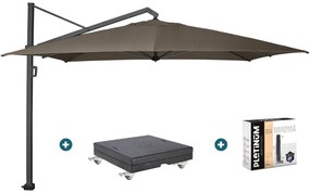 Platinum Icon T1 Zweefparasol - 4x3m. - Havanna taupe met voet en hoes
