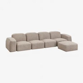 Bastian 4-delige Modulaire Bank En Poef Bouclé Mokkabruin - Sklum