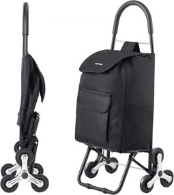 VEVOR Opvouwbare boodschappenwagen, 450x350x965mm, traploopwagen met 6 wielen, opbergtas van Oxford-stof, voor boodschappen, kantoor, verhuizingen, transport, buiten, wasserij, zwart