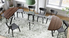 EXPANSO Bruine eik/zwarte poten - GROTE RONDE TAFEL Ø110 UITBREIDBAAR TOT 310 cm met Y-POTEN LOFT/INDUSTRIAL