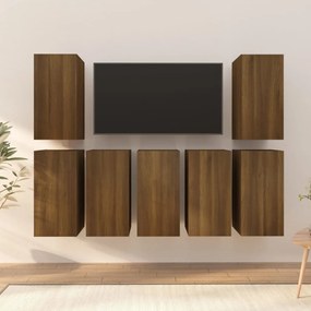 vidaXL Tv-meubels 7 st 30,5x30x60 cm bewerkt hout bruineikenkleurig