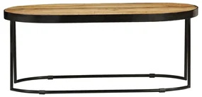 vidaXL Salontafel ovaal 100 cm massief ruw mangohout en staal