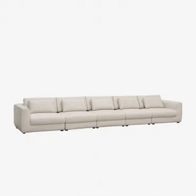 5-delige Modulaire Bank Met In Hoogte Verstelbare Hoofdsteun, Bekleed Met Cataline Chenille Chenille Crèmebeige - Sklum