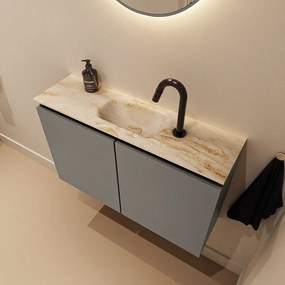 Mondiaz Ture DLux toiletmeubel 80cm smoke met wastafel frappe midden met kraangat