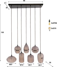 Hanglamp Met Bruin Frosted Glas Groot