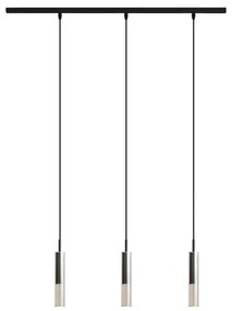 Modern railsysteem zwart met 3 hanglampen zwart met smoke glas 1-fase - Slimline Loyce Modern G9 Binnenverlichting Lamp