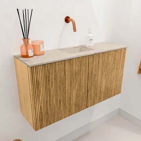 Mondiaz Joya DLux 80cm toiletmeubel oak met wastafel faye midden zonder kraangat frappe