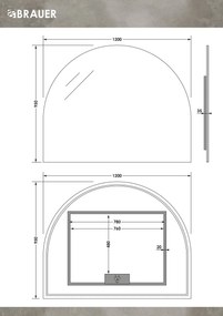 Brauer Ruby Deluxe boogspiegel met verlichting 120x95cm