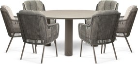 Tuinset Ronde Tuintafel 6 personen 158 cm Rope Taupe  Santika Furniture Santika