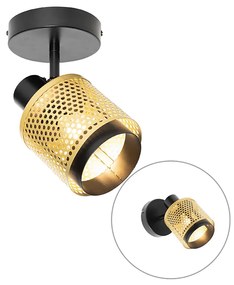 Industriële Spot / Opbouwspot / Plafondspot zwart met goud - Kayden Industriele / Industrie / Industrial E14 rond Binnenverlichting Lamp
