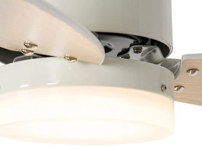 Plafondventilator met lamp voor buiten wit met hout print 91.3cm incl. LED dimbaar met afstandsbediening IP44 - Toledo Modern IP44 Buitenverlichting rond