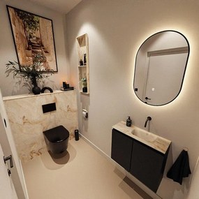 MONDIAZ TURE-DLUX 60cm toiletmeubel Urban. EDEN wastafel Frappe positie rechts. Zonder kraangat. TUREDX60URBR0FRA