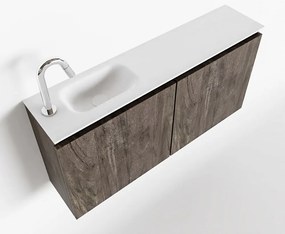 Mondiaz Ture 100cm toiletmeubel dark brown met wastafel talc links 1 kraangat