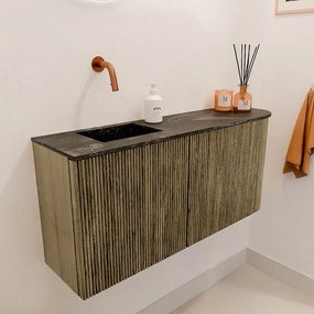 Mondiaz Joya DLux 90cm toiletmeubel ronding rechts dusk met wastafel faye links zonder kraangat lava