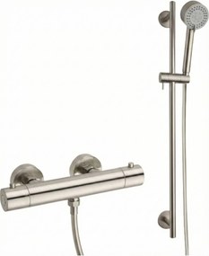 Saqu Essential thermostatische doucheset 12cm met 3 straalsoorten geborsteld staal