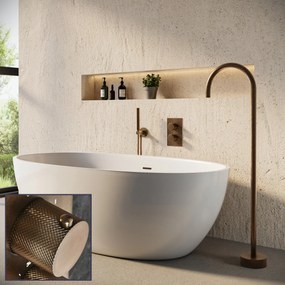Saniclear Antique Curved inbouw badkraan met vrijstaande uitloop verouderd messing