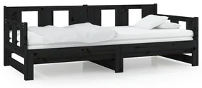 vidaXL Slaapbank uitschuifbaar massief grenenhout zwart 2x(90x200) cm