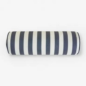 Tuinkussen Rol 15x50 Cm In Somalia-stof Wit Gardenia - Marineblauw - Sklum