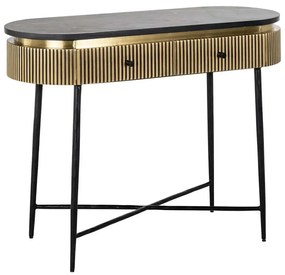 Richmond Interiors Ironville Ovale Sidetable Goud Met Ribbels - 100 X 40cm.