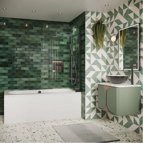 Crosswater Asura scharnierend badscherm - 90x150cm - leisteen AUBSTC0900