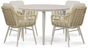 Tuinset Ronde Tuintafel 4 personen 120 cm Aluminium/rope Taupe  Coco Antoni/Vienna