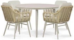 Tuinset Ronde Tuintafel 4 personen 120 cm Aluminium/rope Taupe Coco Antoni/Vienna