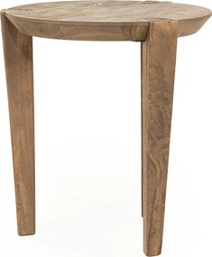 Ronde Bijzettafel Mangohout - 40 X 40cm.