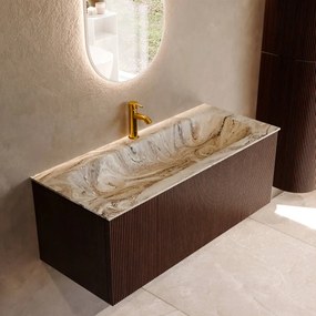 Mondiaz Kurve-dlux 110cm badmeubel ruby met 1 lade en wastafel big medium midden 1 kraangat glace