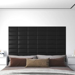vidaXL Wandpanelen 12 st 0,54 m² 30x15 cm kunstleer zwart